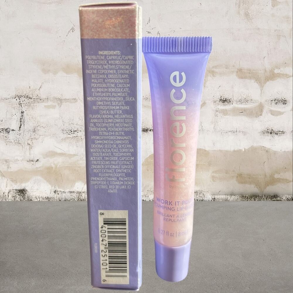 Florence By Mills Work It Pout Plumping Lip Gloss in Pink Wink NIB - Picture 2 of 3